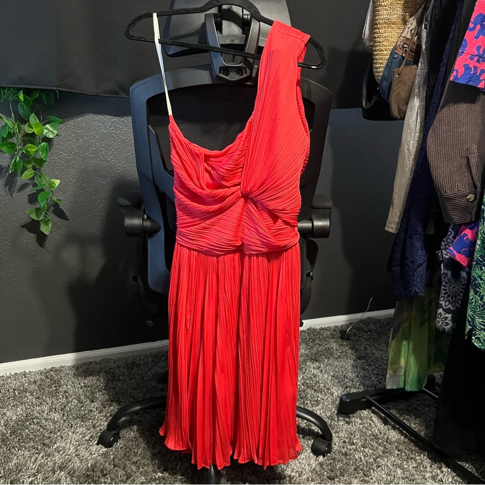 Halston Heritage One-Shoulder Pleated Dress 12